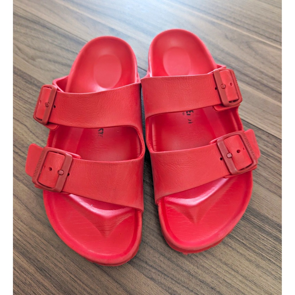 Birkenstock Red EVA Double Strap Buckle Slide Sandals Women's 38 US 7